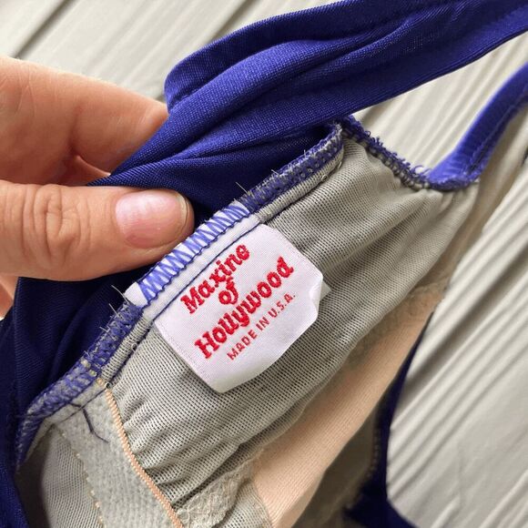 Maxine of Hollywood Vintage Purple One-Piece Swimsuit – Made in USA – Sz 12 - Picture 4 of 10